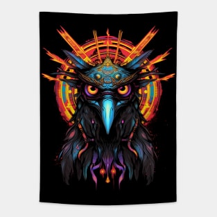 Psychedelic DMT Art Crow Portrait Tapestry