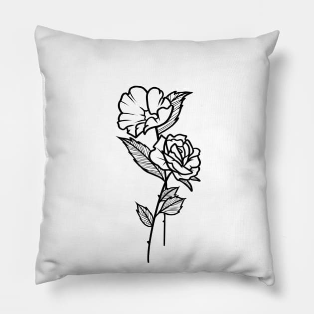 Decorative Tattoo Flowers Pillow by Scottconnick
