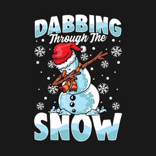 Dabbing Through the Snow Snowman Funny Christmas Boys Girls T-Shirt