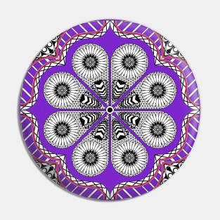 grid circle in ñanduti pattern of paraguay ecopop tribal art Pin