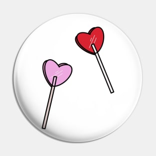 Red and Pink Heart Lollipop Set Pin