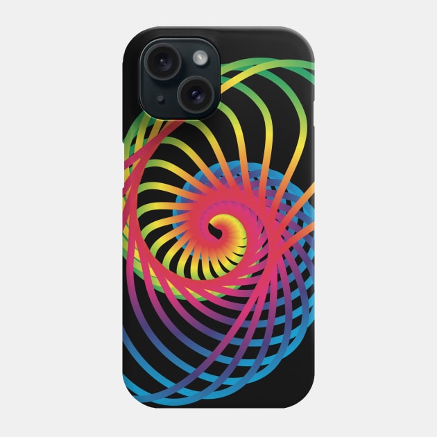 abstract multicolor spiral snail in black Phone Case by desingmari
