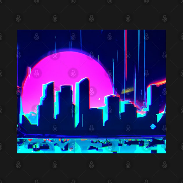 Synthwave city skyline by SJG-digital