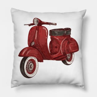 Red Retro Scooter Pillow