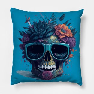 Pastel Flower Skull Pillow