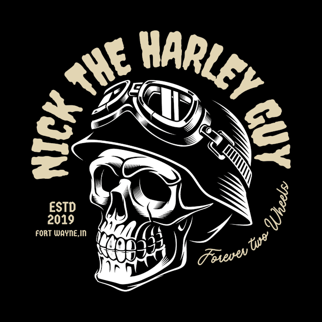 Nick The Harley Guy White Grunge Skull by Nick the Harley Guy