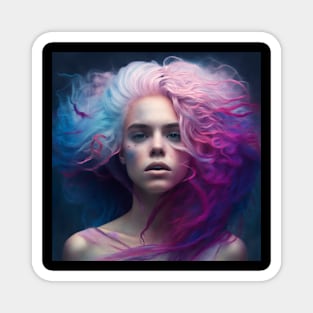 Girl with blue and pink hair Magnet