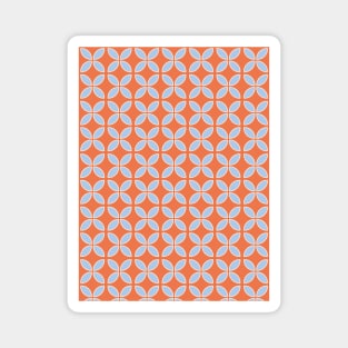 Retro Geometric Pattern Apricot Crush, Blue Magnet