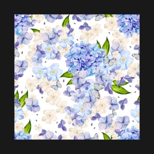 Hydrangea Purple Blue Soft Flowers T-Shirt