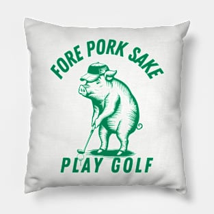 Green Golf Pun Funny Pig art Pillow