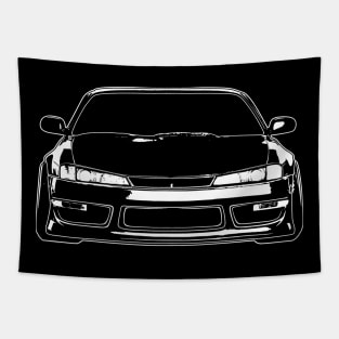 White Nissan Silvia S14 Sketch Art Tapestry