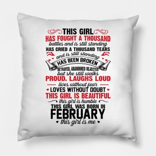 This Girl Was Born In February Pillow