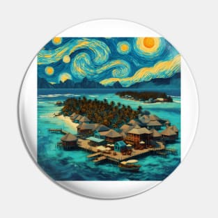Maldives, in the style of Vincent van Gogh's Starry Night Pin