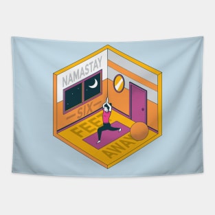 Yoga "Namastay Six Feet Away" Quarantine Tapestry