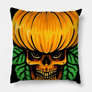 monster pumpkin skull hallowen illustration Pillow