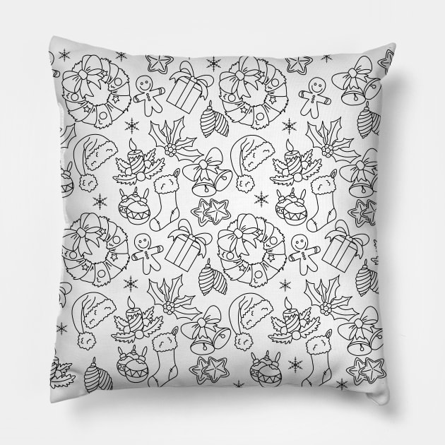 Black and White Christmas pattern Pillow by valentinahramov