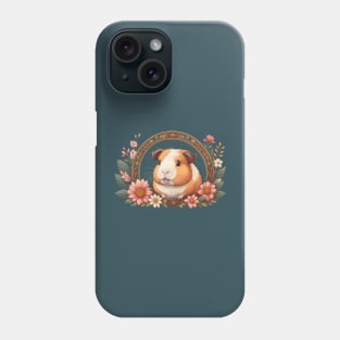 Lovely Guinea Pig Surrounded By Ornate Floral Frame Phone Case