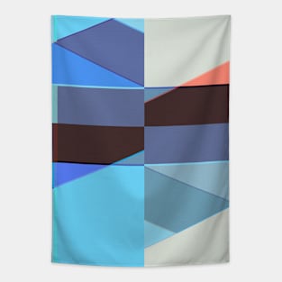 Neon - Blue Geometric Abstract Design Tapestry