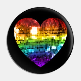 Rainbow Disco Ball Heart Pin