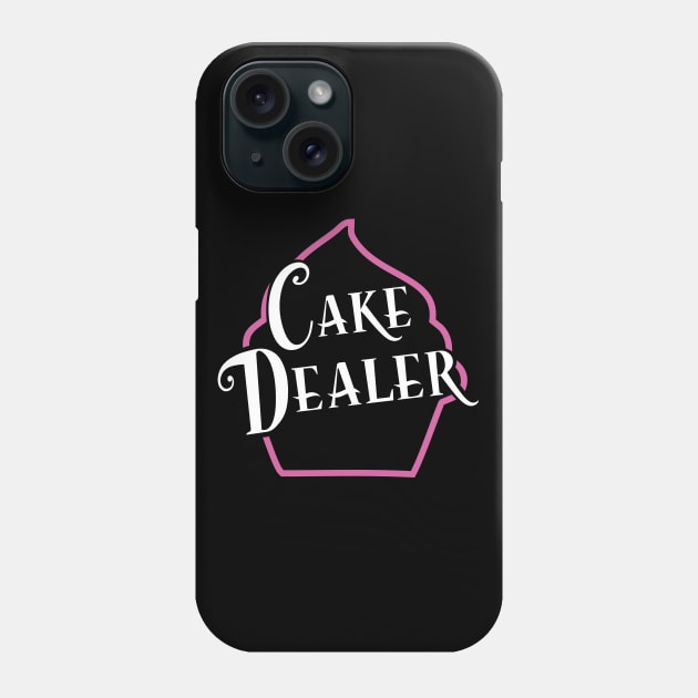 Pink cupcake design with cake dealer text inside Phone Case by colouredwolfe11