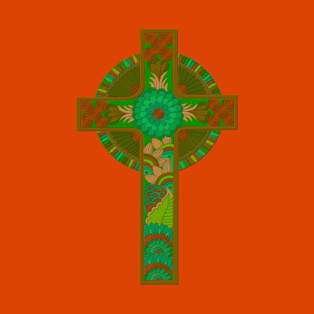 Green Celtic Cross by AlondraHanley