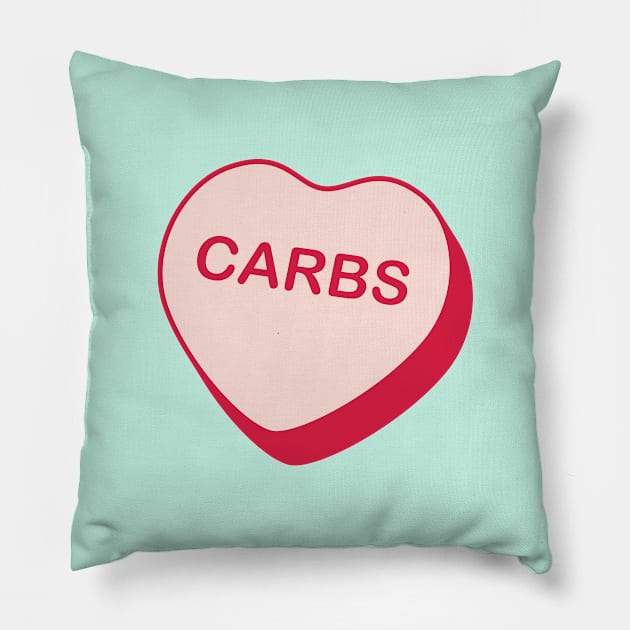 Carbs Candy Heart Pillow by creativecurly