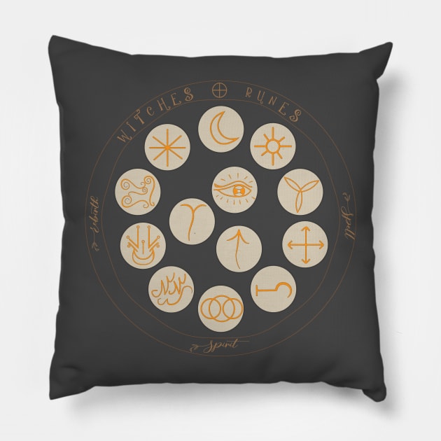 Witches Runes Pillow by InkWaves