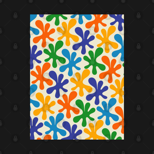 Colorful Whimsical Blue Amoeba Dance Contemporary Abstract Pattern by KierkegaardDesignStudio