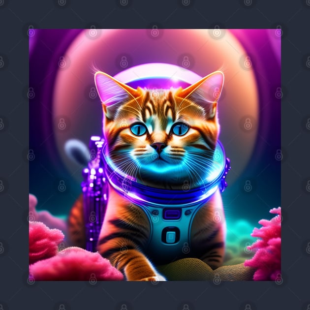 AstroNaut Cat With Halo by Prints Charming