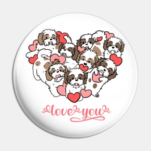 Love you a cute valentine day with a heart shape shih tzu dog Pin