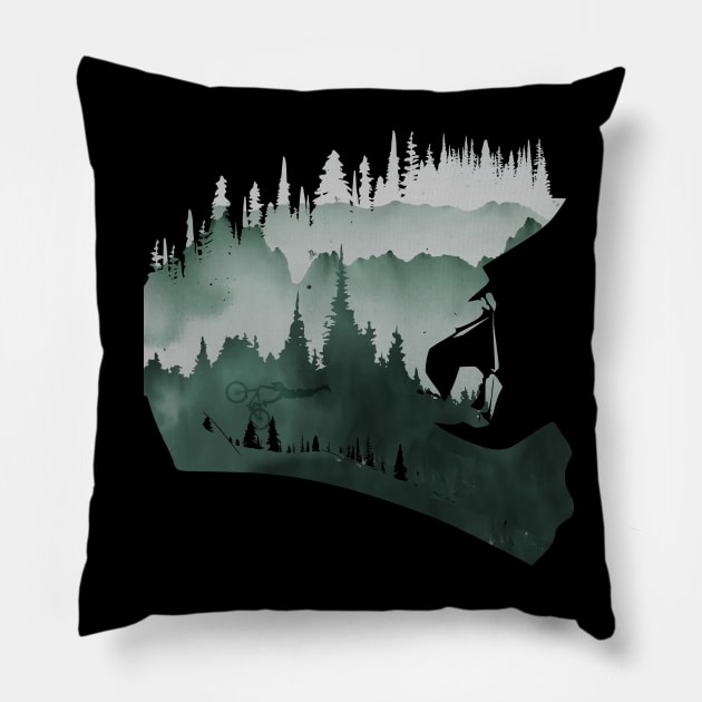 MTB Landspace (small and back) Pillow by OneRedFox