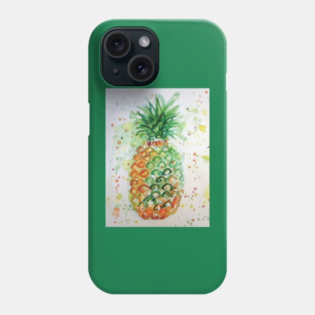 Pineapple Watercolor Painting - Funky Cool Phone Case by SarahRajkotwala