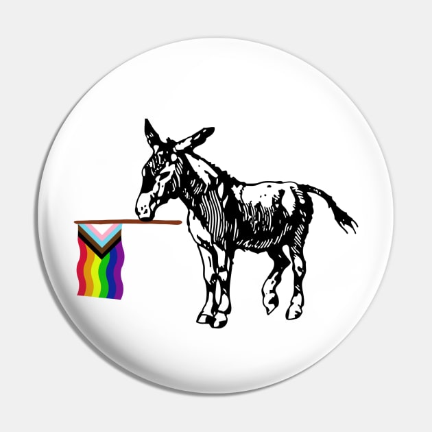 Progressive Pride Inclusive Flag Democratic Donkey Pin by Little Duck Designs