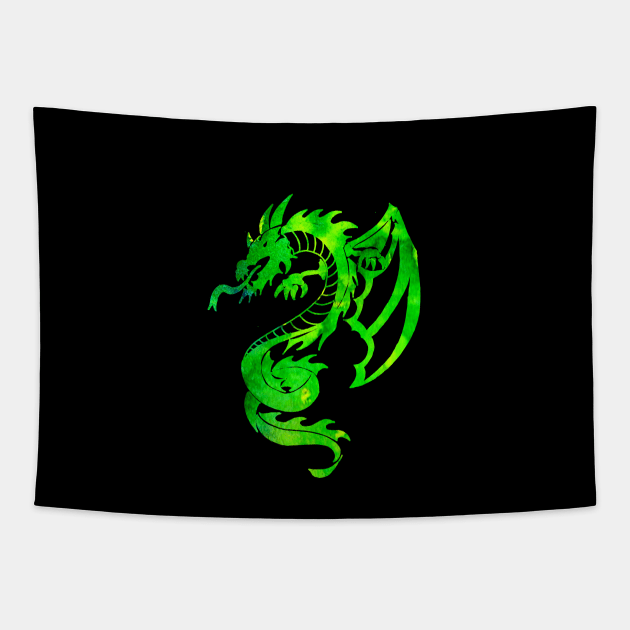 Green Jade Dragon Tattoo Tapestry by ZeichenbloQ