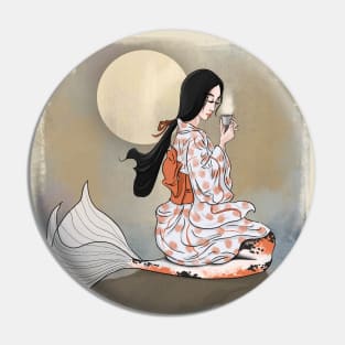 Japanese Koi Mermaid at Tea ceremony Pin