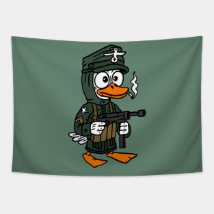 ww2 duck cartoon. cute kawaii scared german soldier. Tapestry