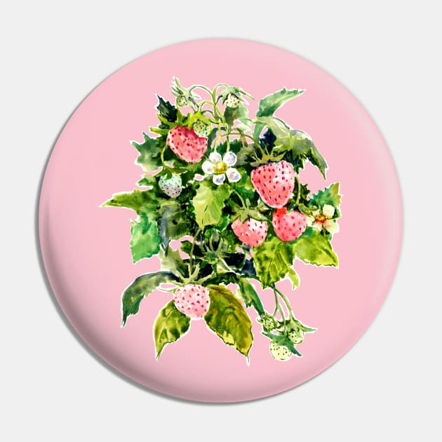 Pink Strawberries Pin by surenart