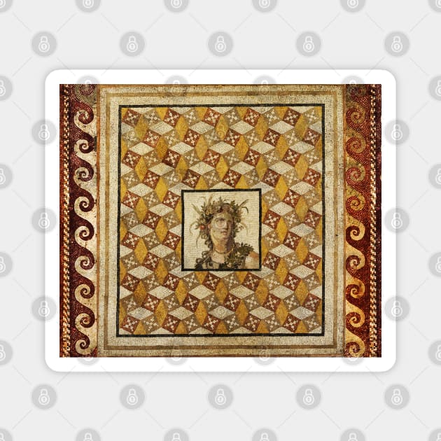 SPRING PORTRAIT WITH FLOWER GARLAND Antique Roman Mosaics of Antioch Magnet by BulganLumini