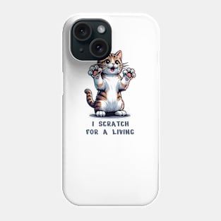 Cute Cat T-Shirt, I Scratch For A Living, Funny Kitten Tee, Cat Lover Gift, Pet Owner Animal Humor Unisex Graphic Tee Phone Case