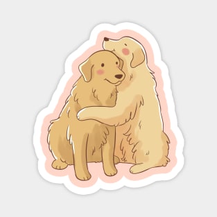 Cute Golden retriever hug Magnet