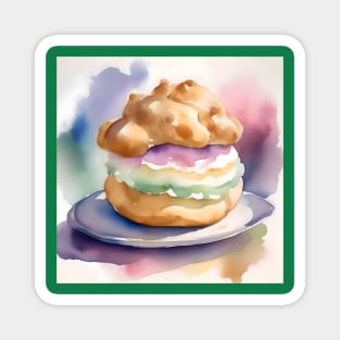 National Cream Puff Day- January 2 - Watercolor Magnet