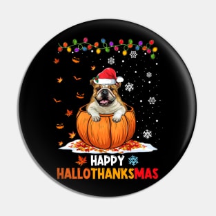 Pug On Pumpkin Happy Hallothanksmas Pin