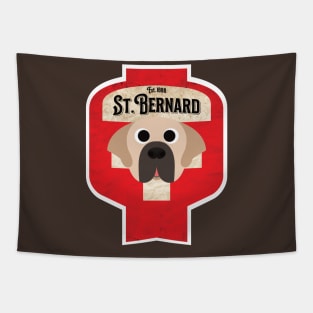 St. Bernard - Distressed Swiss Saint Bernard Beer Label Design Tapestry