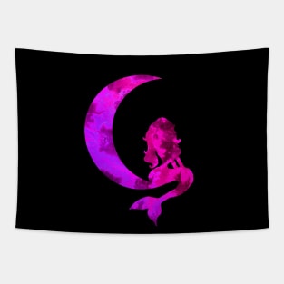 Purple Crescent Moon and Mermaid Tapestry