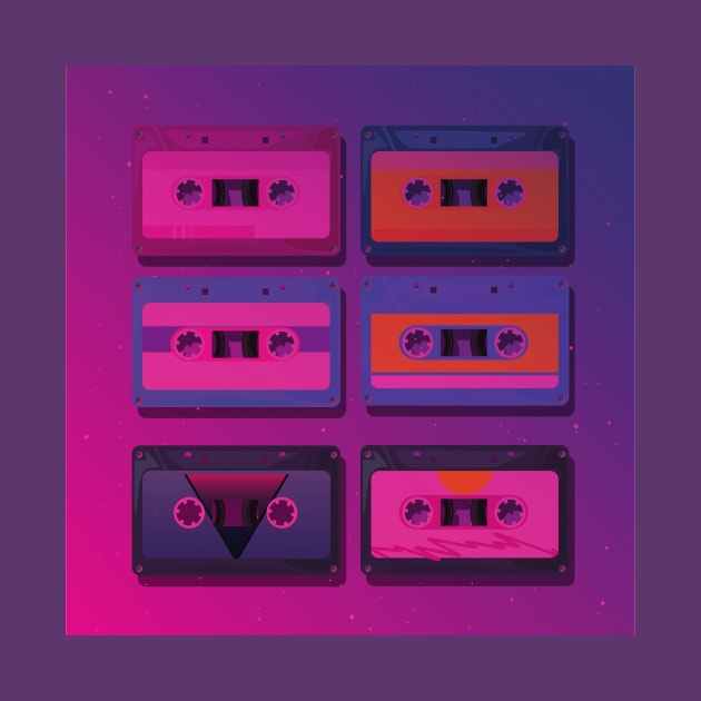 Futuristic Retro Cassette Tapes by waltzart