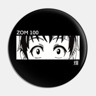 Akira Tendou from Zom 100 Bucket List of the Dead or Zombie ni Naru made ni Shitai 100 no Koto Anime Eyes Boy Character in Aesthetic Pop Culture Art with His Awesome Japanese Kanji Name - Black Pin