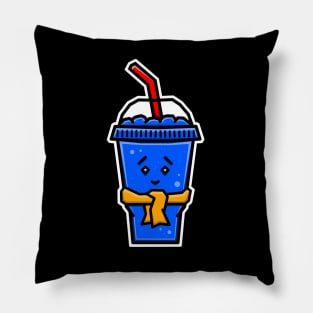 Cute Ice Slushie in Blue Raspberry Flavour Wearing a Scarf - Blue Slushy Pillow