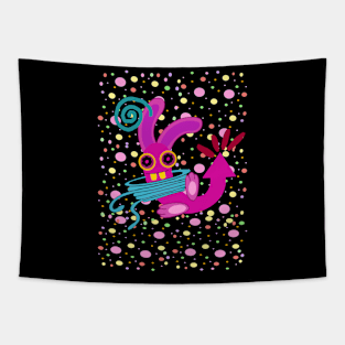 Wacky Rabbit Party Tapestry