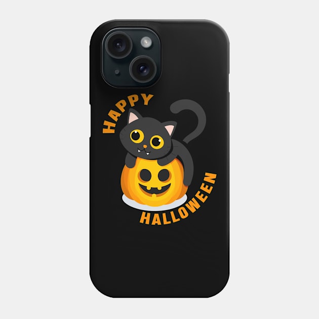 HAPPY HALLOWEEN CAT PUMPKIN Phone Case by Dieowl