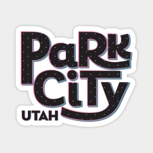 Park City Utah Sparkle Black Polka Dot and Pink Magnet